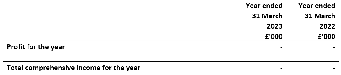 Statement of comprehensive income for the year ended 31 March 2023