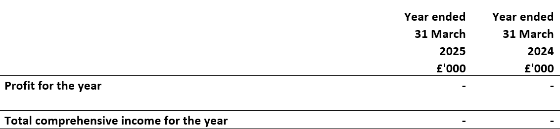 Statement of comprehensive income for the year ended 31 March 2025